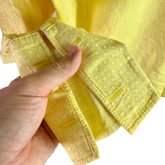 Steven Land Men's 16.5 34/35 Yellow & White 100% Cotton Modern Fit Dress Shirt - Picture 4 of 9